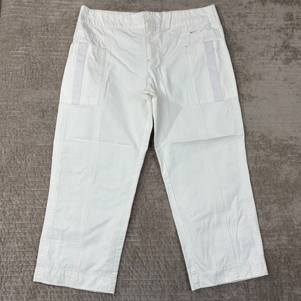 Nike White Capris with Subtle Light Gray Accents